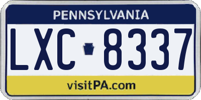 PA license plate LXC8337