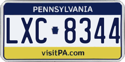 PA license plate LXC8344
