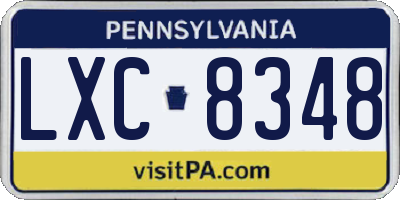 PA license plate LXC8348