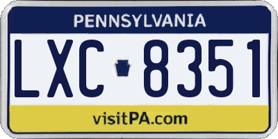 PA license plate LXC8351