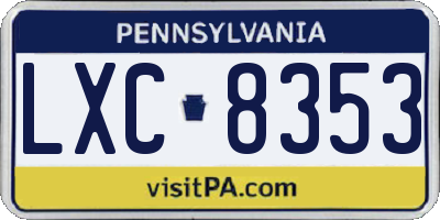 PA license plate LXC8353
