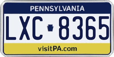 PA license plate LXC8365