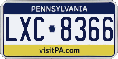 PA license plate LXC8366