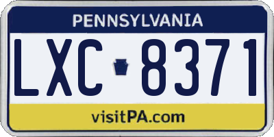 PA license plate LXC8371