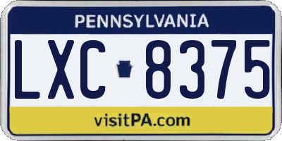 PA license plate LXC8375