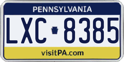PA license plate LXC8385