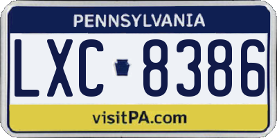 PA license plate LXC8386