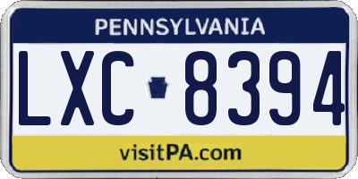 PA license plate LXC8394