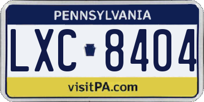 PA license plate LXC8404