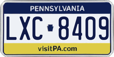 PA license plate LXC8409