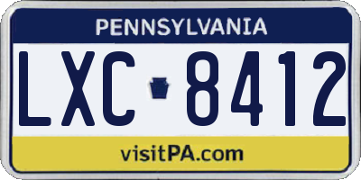 PA license plate LXC8412