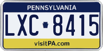 PA license plate LXC8415