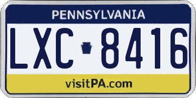 PA license plate LXC8416