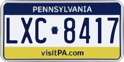 PA license plate LXC8417