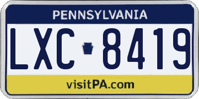 PA license plate LXC8419