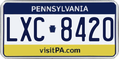 PA license plate LXC8420