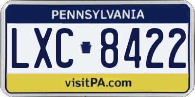 PA license plate LXC8422