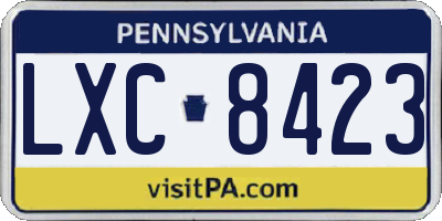 PA license plate LXC8423