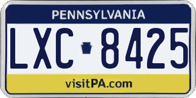 PA license plate LXC8425