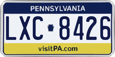 PA license plate LXC8426