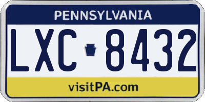 PA license plate LXC8432