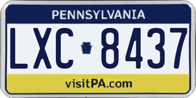 PA license plate LXC8437