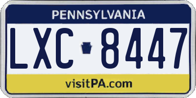 PA license plate LXC8447