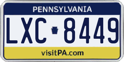 PA license plate LXC8449