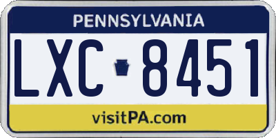 PA license plate LXC8451