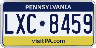 PA license plate LXC8459