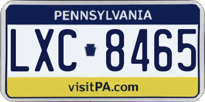 PA license plate LXC8465