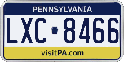PA license plate LXC8466