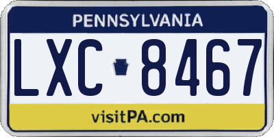 PA license plate LXC8467