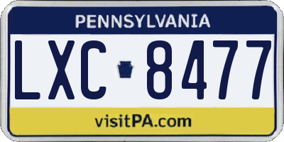 PA license plate LXC8477
