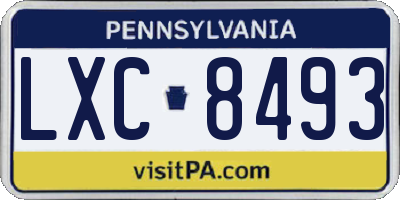 PA license plate LXC8493