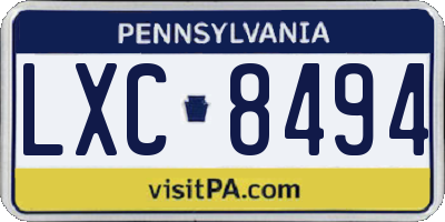 PA license plate LXC8494