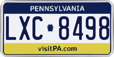 PA license plate LXC8498
