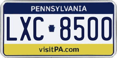 PA license plate LXC8500