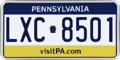 PA license plate LXC8501