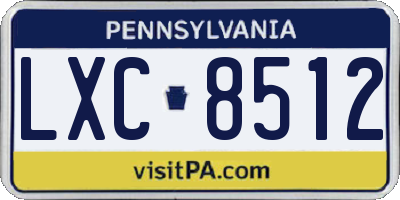 PA license plate LXC8512