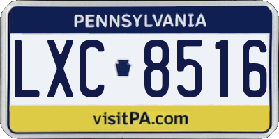 PA license plate LXC8516