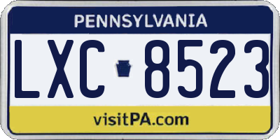 PA license plate LXC8523