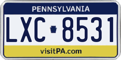 PA license plate LXC8531