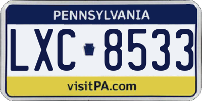 PA license plate LXC8533