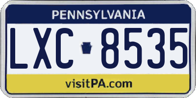 PA license plate LXC8535