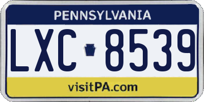 PA license plate LXC8539