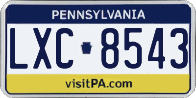 PA license plate LXC8543