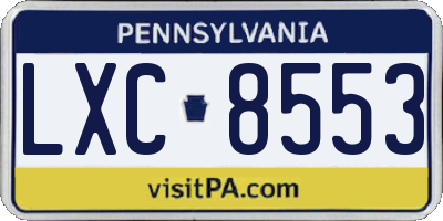 PA license plate LXC8553