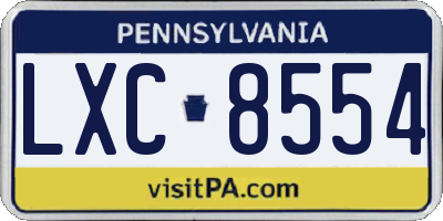 PA license plate LXC8554