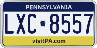 PA license plate LXC8557